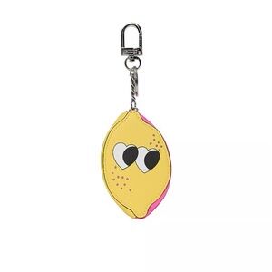 Victoria's Secret PINK Lemon/Yellow Daisy Zip Pouch Keychain Charm NWT